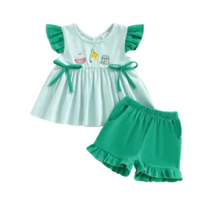 2Pcs Baby Girls Summer Clothes Short Sleeve
